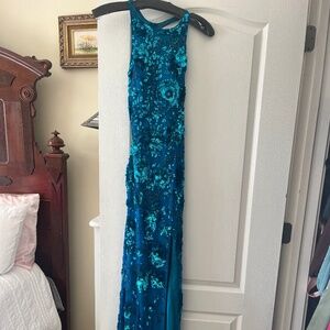 Sequined Blue Prom Dress